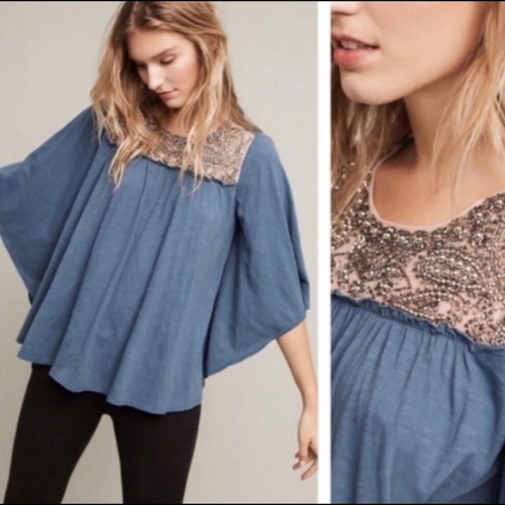 Deletta Josephine Embellished Teal Top